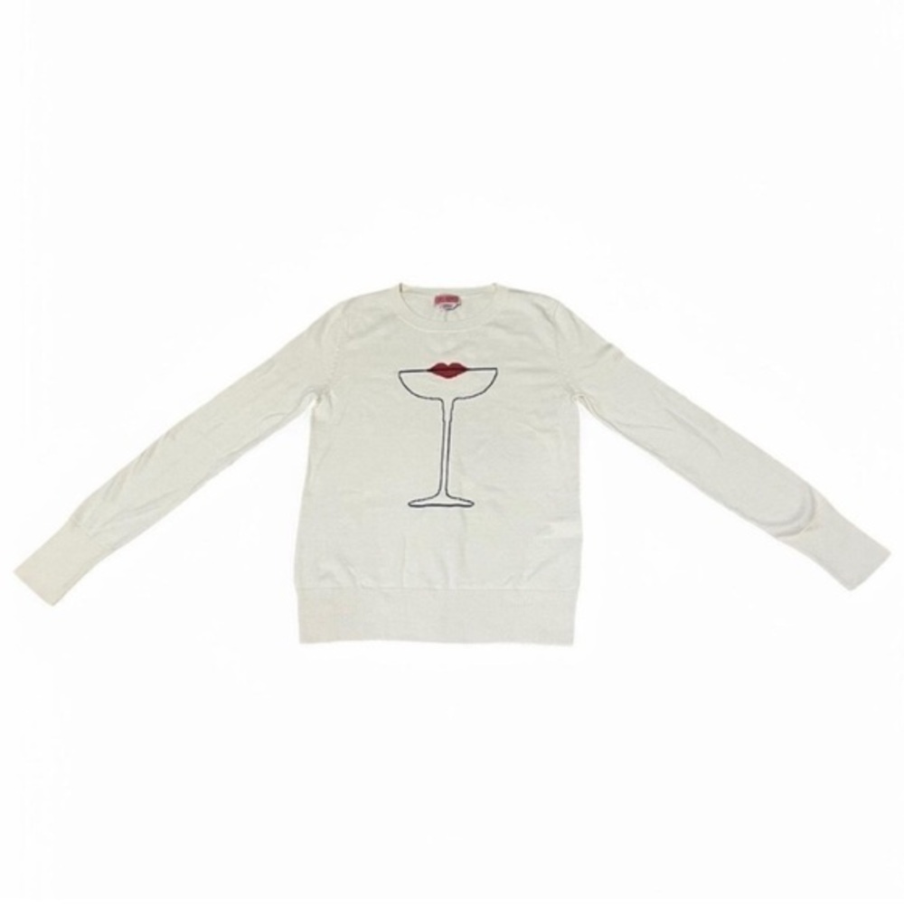 Kate Spade cocktail kiss crew neck pullover sweater size XS. Cream/ivory.